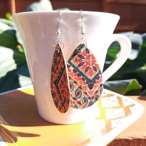 Multicolor Teardrop Cork Style Earrings